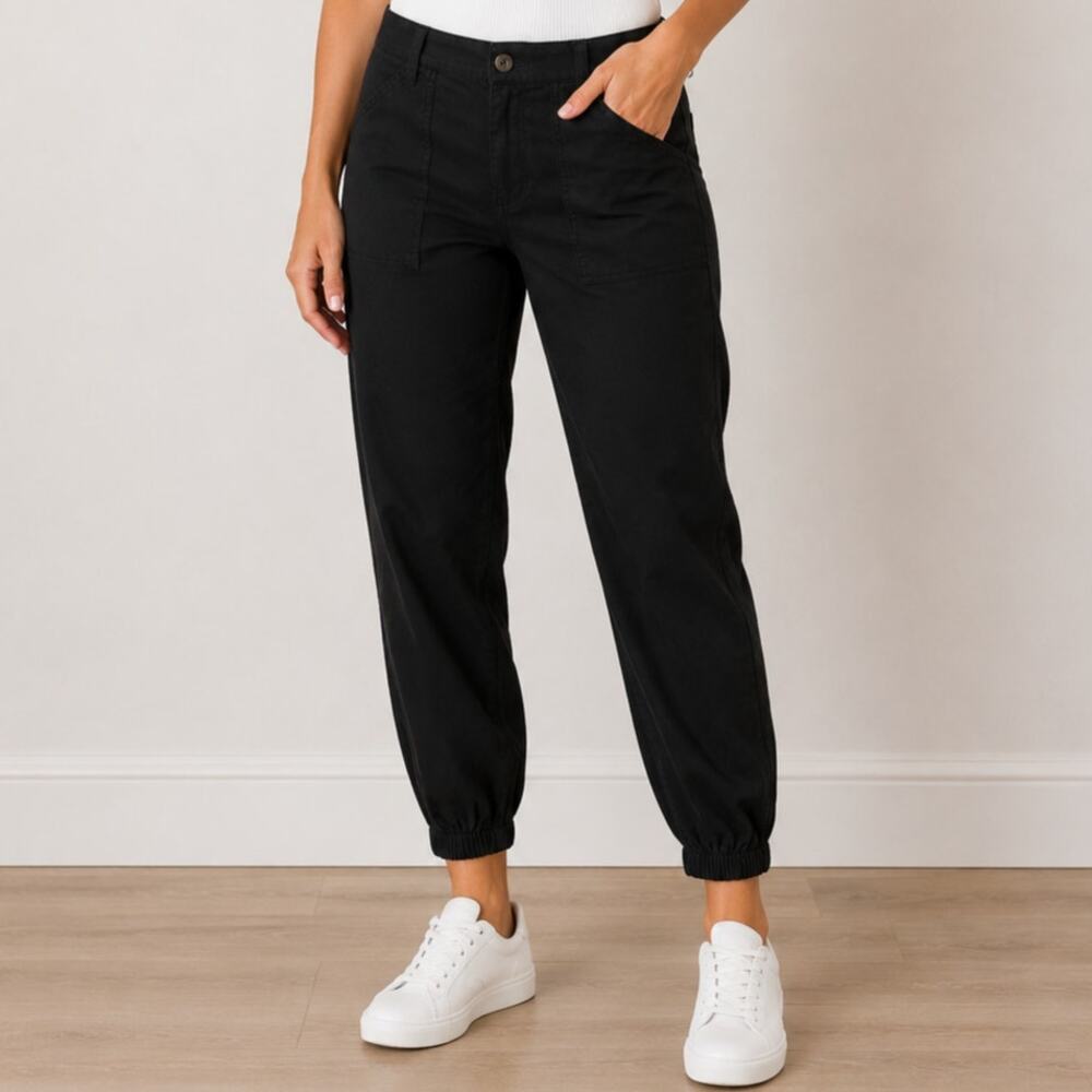 GAP Black Utility Cotton Lyocell Twill Blend Tapered Casual Jogger Pants Small